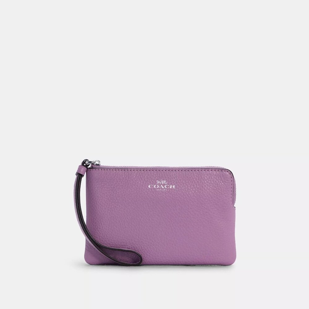 NWT Coach Corner Zip Wristlet / Refined Pebble Leather / Violet